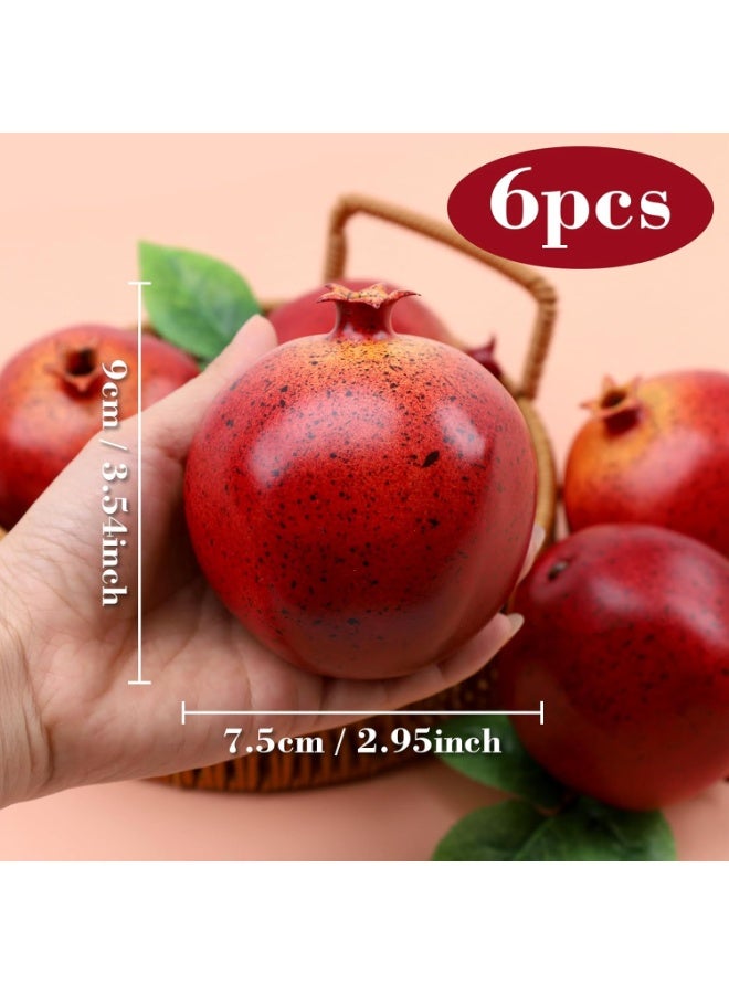 LATIFA 6pcs Artificial Pomegranate, Lifelike Realistic Simulation Fruit for Home Kitchen Decoration - Image 2