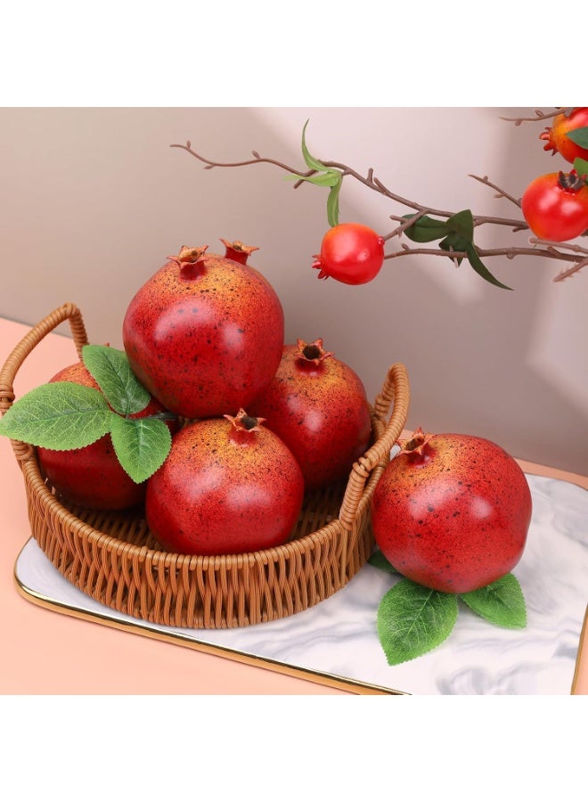 LATIFA 6pcs Artificial Pomegranate, Lifelike Realistic Simulation Fruit for Home Kitchen Decoration - Image 3