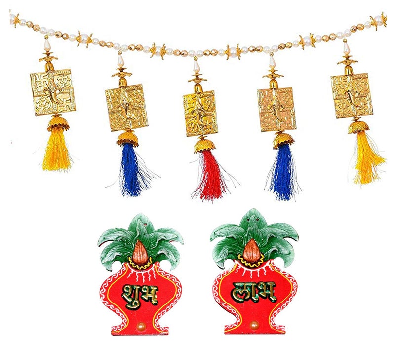 Natali Traders Toran for Door Entrance - Home Decor - Wooden Shubh Labh for House Warming - Bandarwal for Main Door, Pooja Room - Image 1