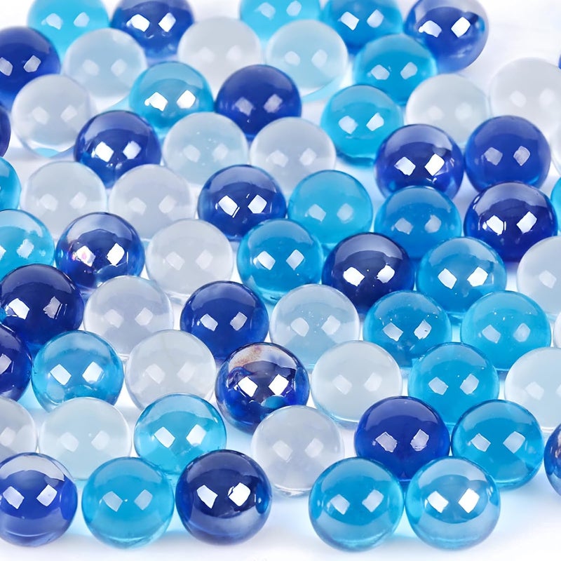 DomeStar 1LB Glass Marbles Bulk, Round Glass Marbles 0.63 Inch Vase Fillers Blue Glass Beads Set Ocean Theme for Marble Runs Home Decor - Image 1