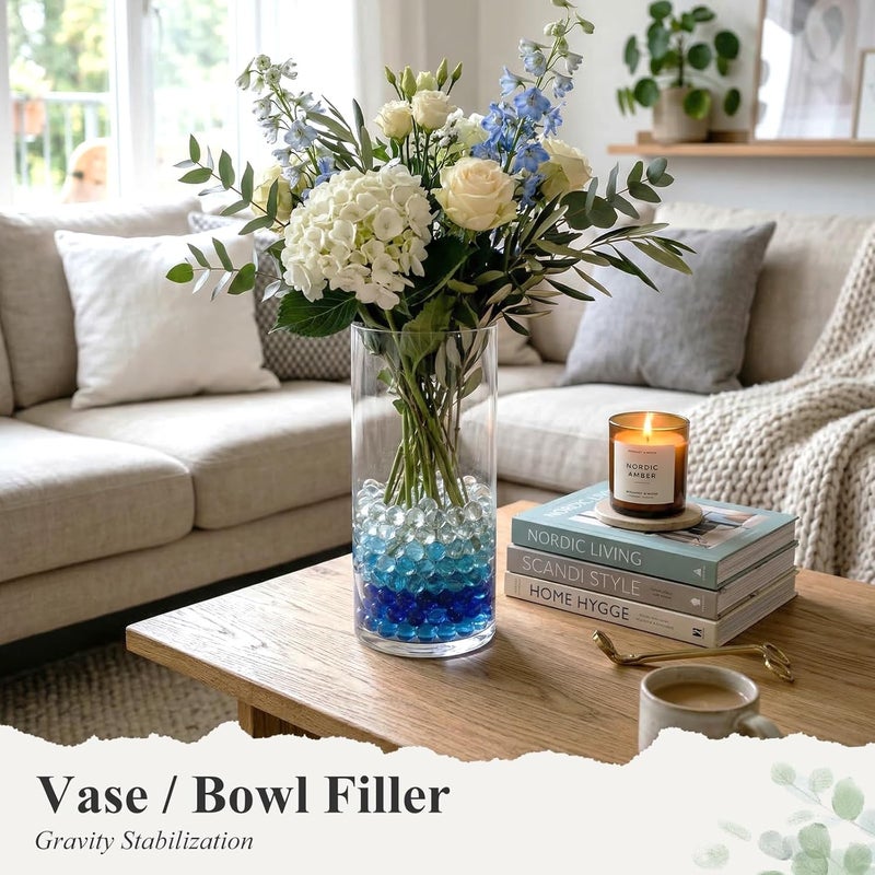 DomeStar 1LB Glass Marbles Bulk, Round Glass Marbles 0.63 Inch Vase Fillers Blue Glass Beads Set Ocean Theme for Marble Runs Home Decor - Image 3