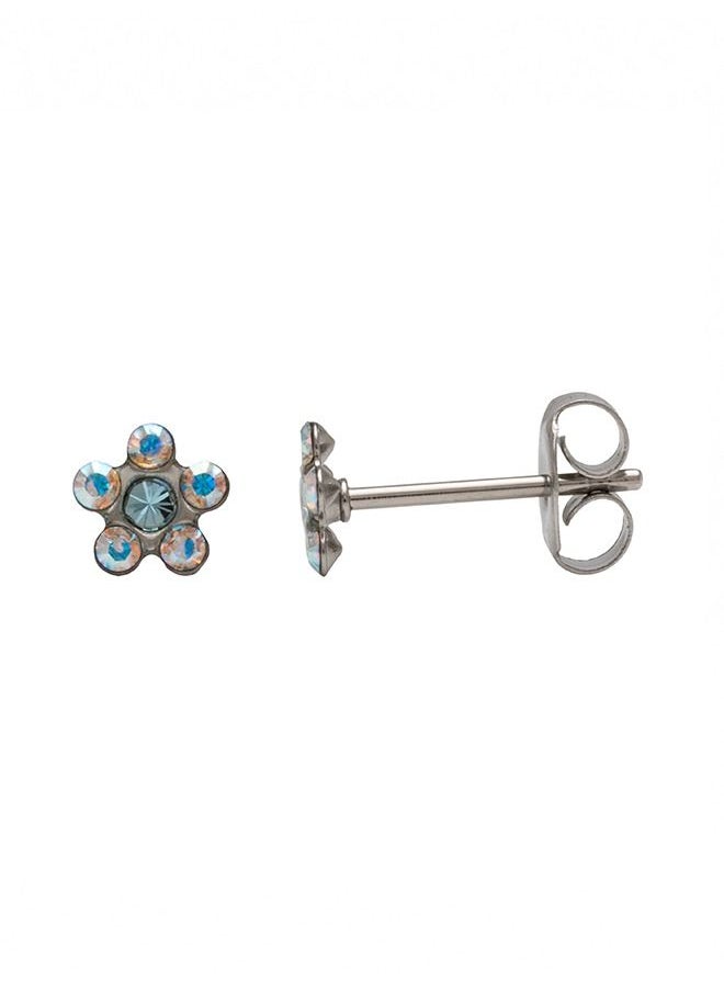 Studex - Daisy Ab Crystal March Aquamarine Allergy-Free Stainless Steel Ear Studs - Image 1