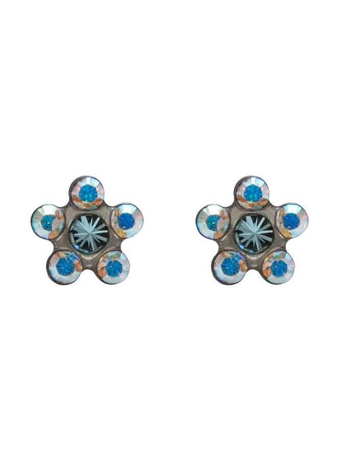 Studex - Daisy Ab Crystal March Aquamarine Allergy-Free Stainless Steel Ear Studs - Image 1