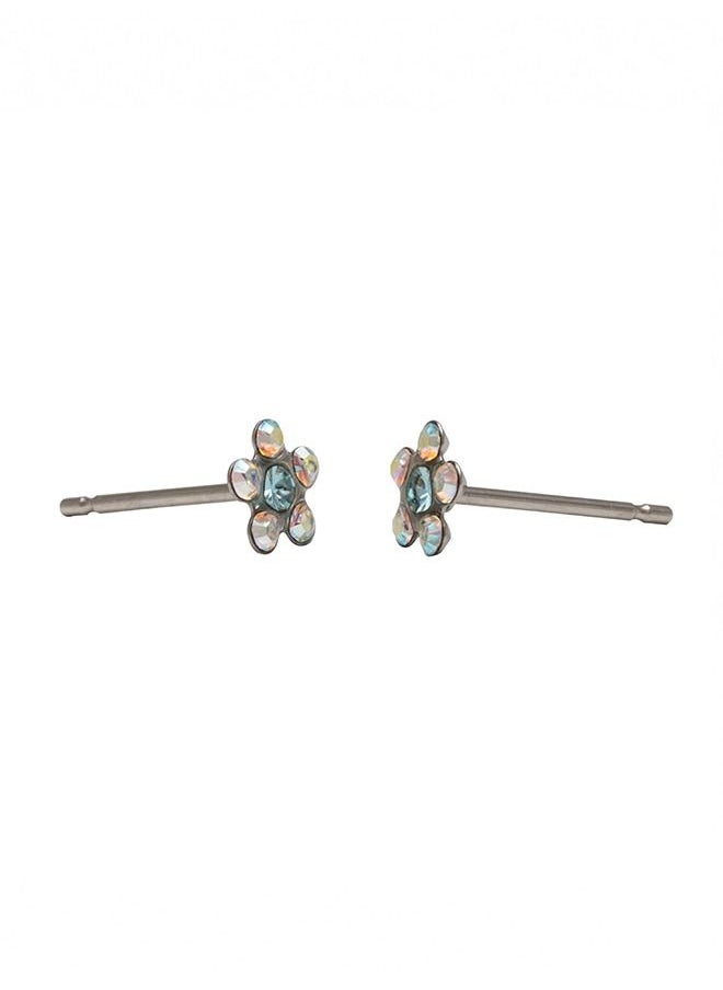 Studex - Daisy Ab Crystal March Aquamarine Allergy-Free Stainless Steel Ear Studs - Image 1