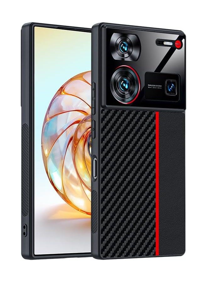 general Compatible with Nubia Z60 Ultra Protective Shockproof Capa Case Ultra Thin Carbon Fiber Texture Leather Phone Cover - Image 1