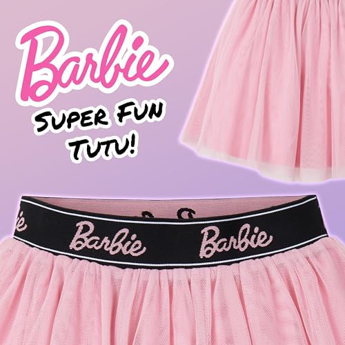 Barbie تنورة باربي للفتيات، طبقتين من الشبك مع بطانة قطنية - هدايا للفتيات (وردي، 4-6 سنوات) - Image 3