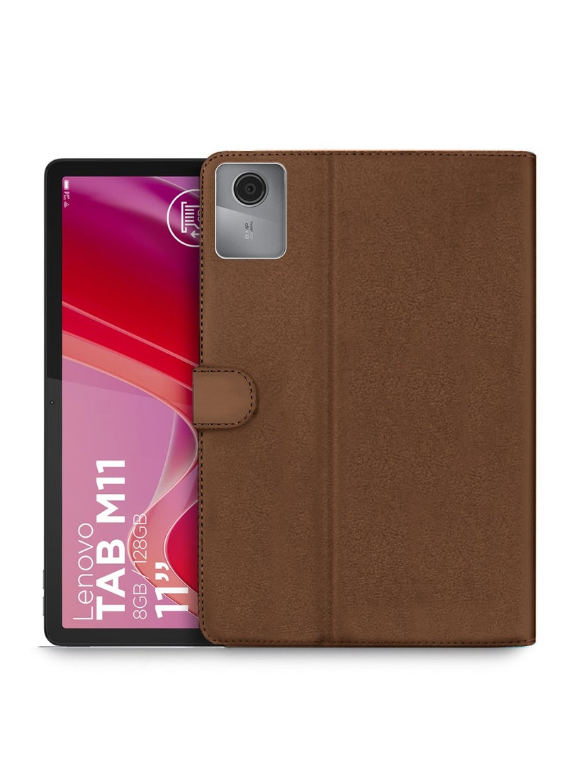 اوميكر غطاء فليب بحافة مغناطيسية من جلد PU لجهاز Lenovo Tab M11 2024 (11 بوصة) - بني - Image 1