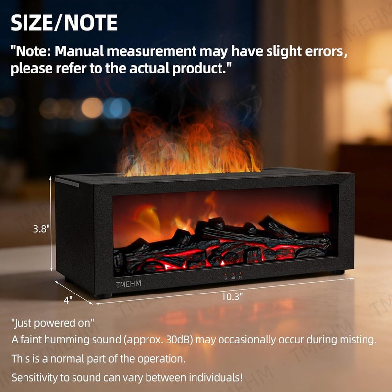 TMEHM Fireplace Flame Air Diffuser Humidifier,7 Colors Aromatherapy Essential Oil Diffuser,Ultrasonic Aroma Humidifier with Timer for Home,Bedroom,Office,Yoga (BlackB, L) - Image 2