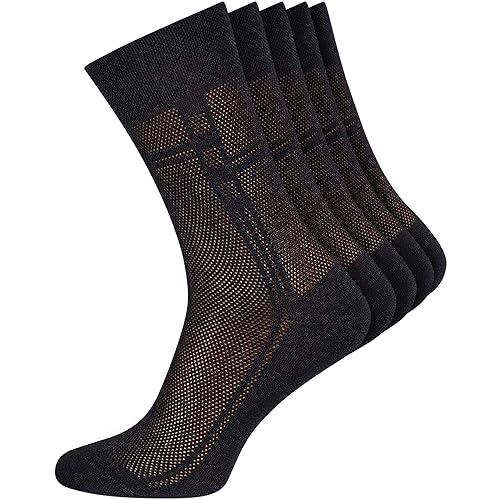 Duna Men’s Socks, Ultra Thin Breathable Cotton Mens Dress Socks (5 pack), Super Soft and Lightweight Sock for Men, Black - Image 1