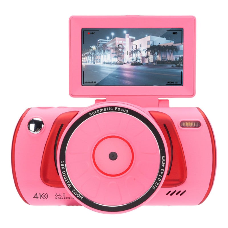 4K Camera: 64MP Sensor Pink - 18x Optical Zoom Smart Auto Focus Retro Digital Camera for Travel Adventures Family Gatherings Selfies - Image 2