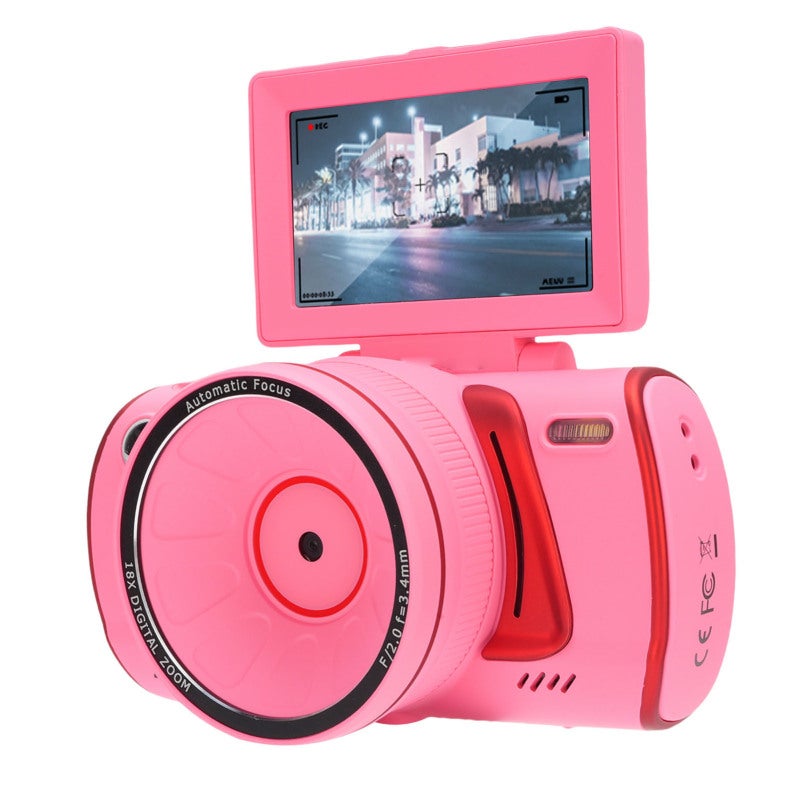 4K Camera: 64MP Sensor Pink - 18x Optical Zoom Smart Auto Focus Retro Digital Camera for Travel Adventures Family Gatherings Selfies - Image 5