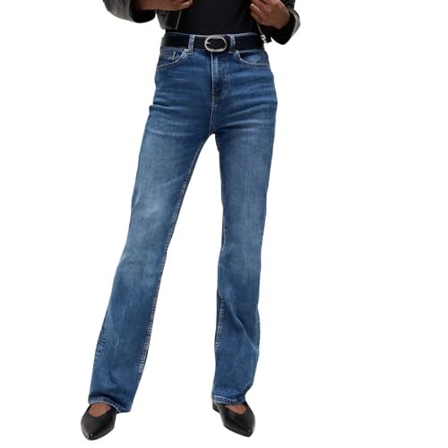 Marks & Spencer Solid Blue Cotton Womens Eva Bootcut Jeans - Image 1
