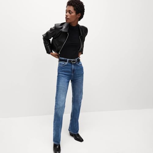 Marks & Spencer Solid Blue Cotton Womens Eva Bootcut Jeans - Image 5