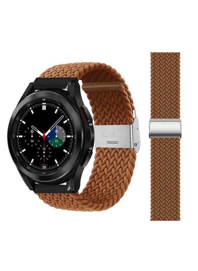 NIBEMINENT Adjustable Braided Band for Samsung Galaxy Watch4 Brown - Image 1