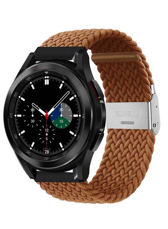 NIBEMINENT Adjustable Braided Band for Samsung Galaxy Watch4 Brown - Image 2