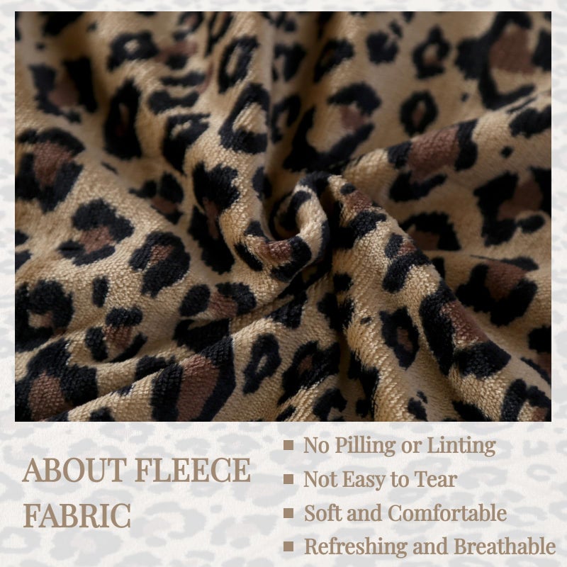 MAG 3Pcs Cheetah Fleece Fitted Sheet Full Size, Super Cute Fluffy Warm Leopard Print Decor Bottom Sheets,included1*Fitted Sheet and 2*Pillowcases. - Image 5