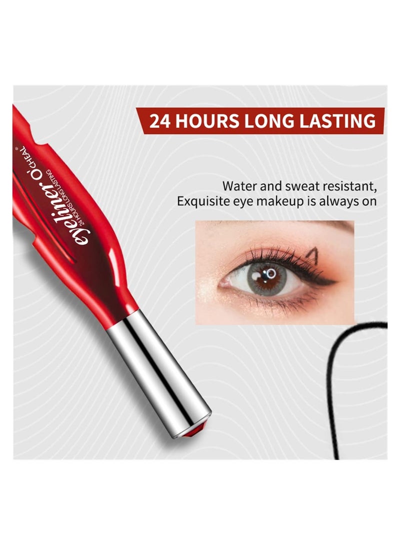 2 Pcs Waterproof Liquid Eyeliner, Super Slim Eyeliner Pencil Long-Lasting Liquid Eyeliner Quick Drying Eyeliner Smooth Gliding Eyeliner Smudgeproof Liquid Eyeliner All Day Wear Liquid Eyeliner - Image 2