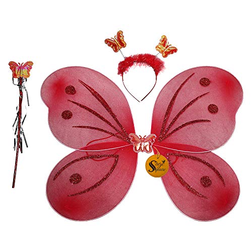 Sage Square Wear Fairy Butterfly Costume Wings for Baby Girl (Red) - Image 1