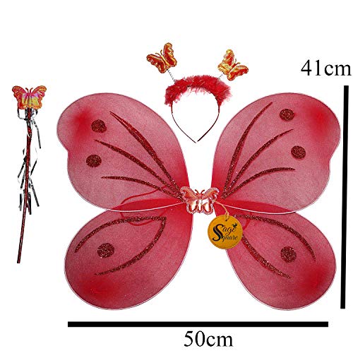 Sage Square Wear Fairy Butterfly Costume Wings for Baby Girl (Red) - Image 5