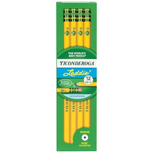 Ticonderoga Laddie Wood-Cased Pencils, #2 HB Soft, With Erasers, Yellow, 12 Count - Image 1
