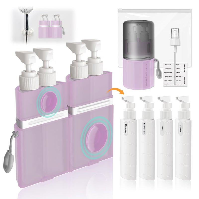 VOGOGE Travel Bottles for Toiletries, TSA Approved Travel Shampoo and conditioner Bottles with Suction Cups, Pink - Image 1