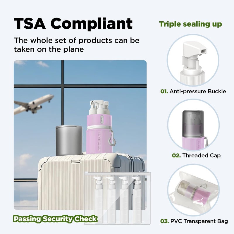 VOGOGE Travel Bottles for Toiletries, TSA Approved Travel Shampoo and conditioner Bottles with Suction Cups, Pink - Image 5