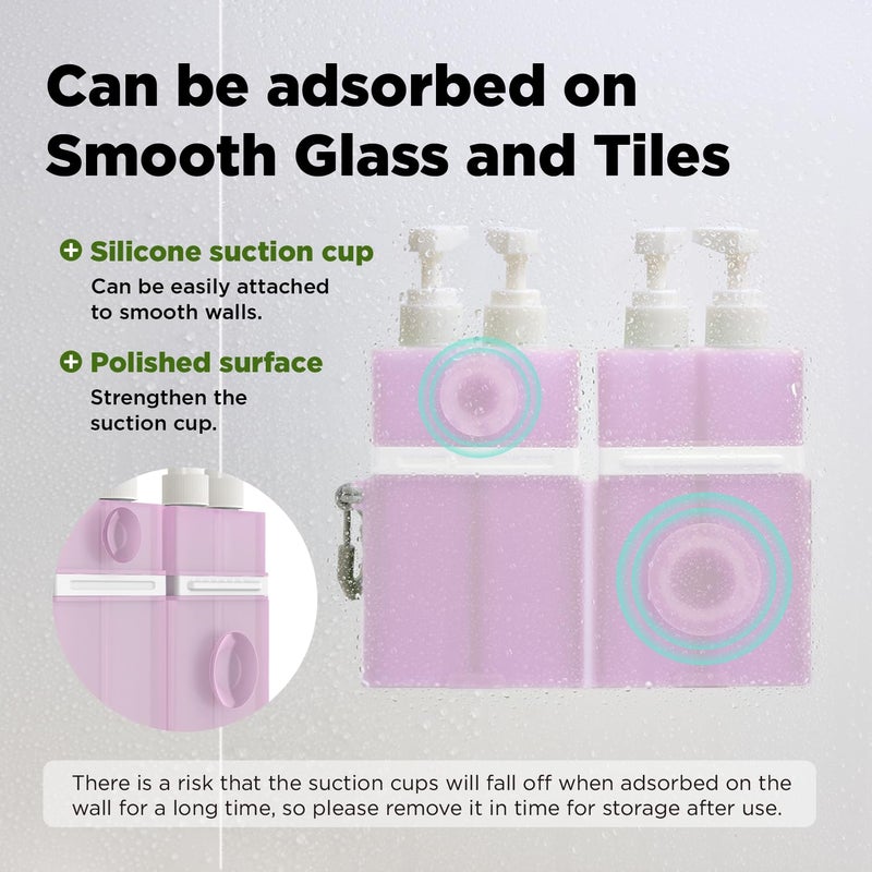 VOGOGE Travel Bottles for Toiletries, TSA Approved Travel Shampoo and conditioner Bottles with Suction Cups, Pink - Image 2