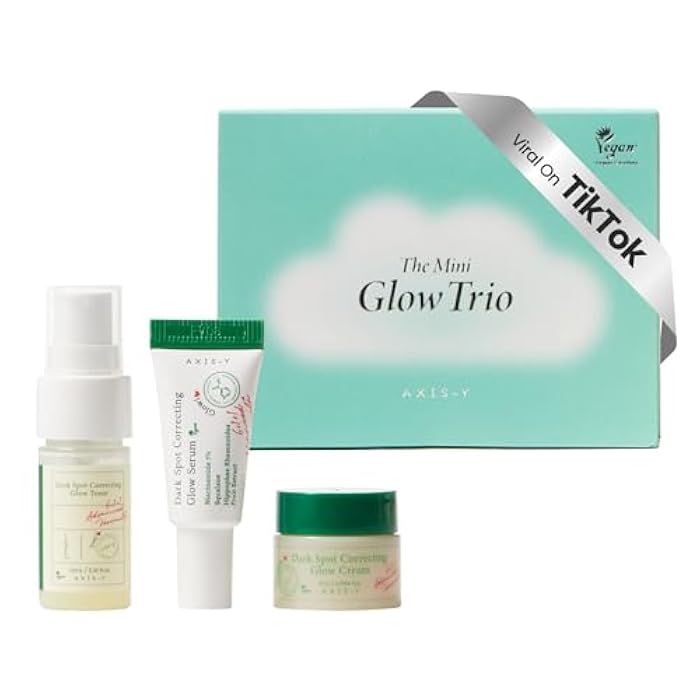AXIS-Y The Mini Glow Trio Dark Spot Correcting Travel Size Gift Set - Toner 0.41 fl. oz., Serum 0.169 fl. oz., Cream 0.169 fl. oz. - Vegan Korean Skin Care - Image 1