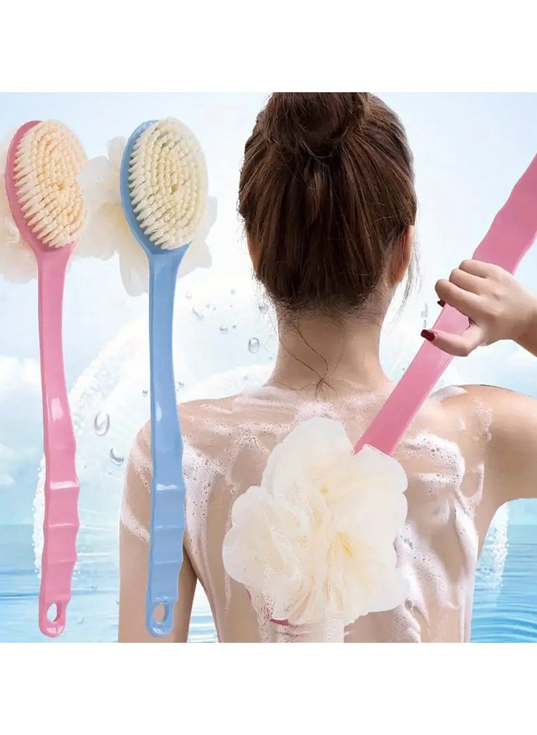 LANGMANNI - Two-in-One Dual-Headed Bath Brush with Soft Loofah for Back Scrubbing: No Battery Required, Oil-Free - Image 1