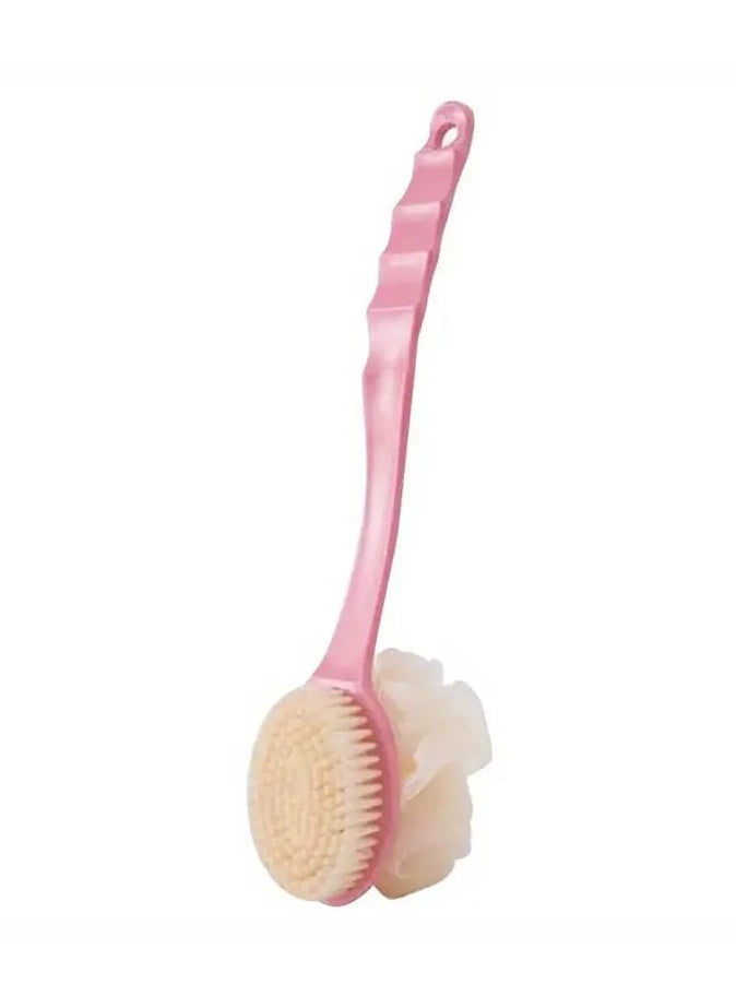 LANGMANNI - Two-in-One Dual-Headed Bath Brush with Soft Loofah for Back Scrubbing: No Battery Required, Oil-Free - Image 1