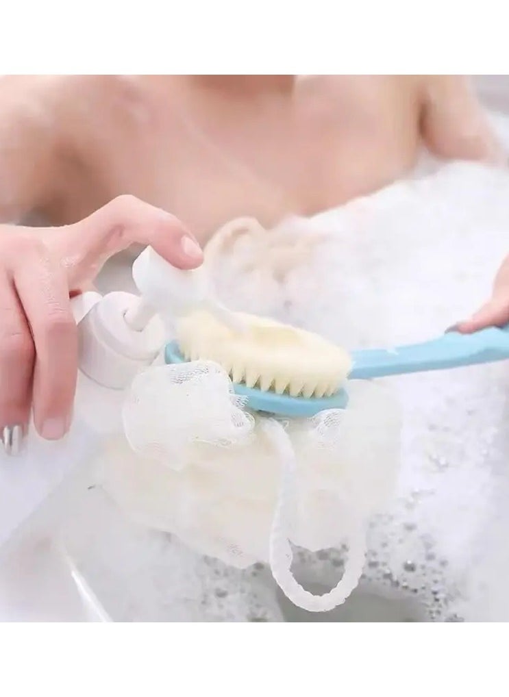 LANGMANNI - Two-in-One Dual-Headed Bath Brush with Soft Loofah for Back Scrubbing: No Battery Required, Oil-Free - Image 1
