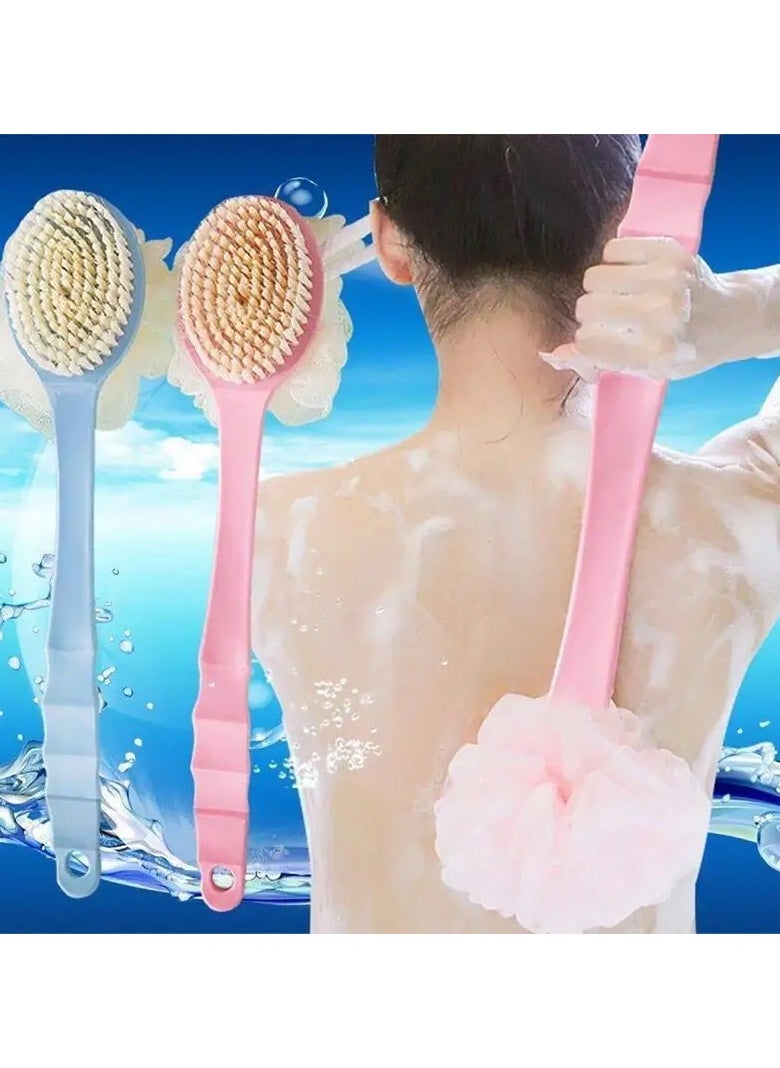 LANGMANNI - Two-in-One Dual-Headed Bath Brush with Soft Loofah for Back Scrubbing: No Battery Required, Oil-Free - Image 1