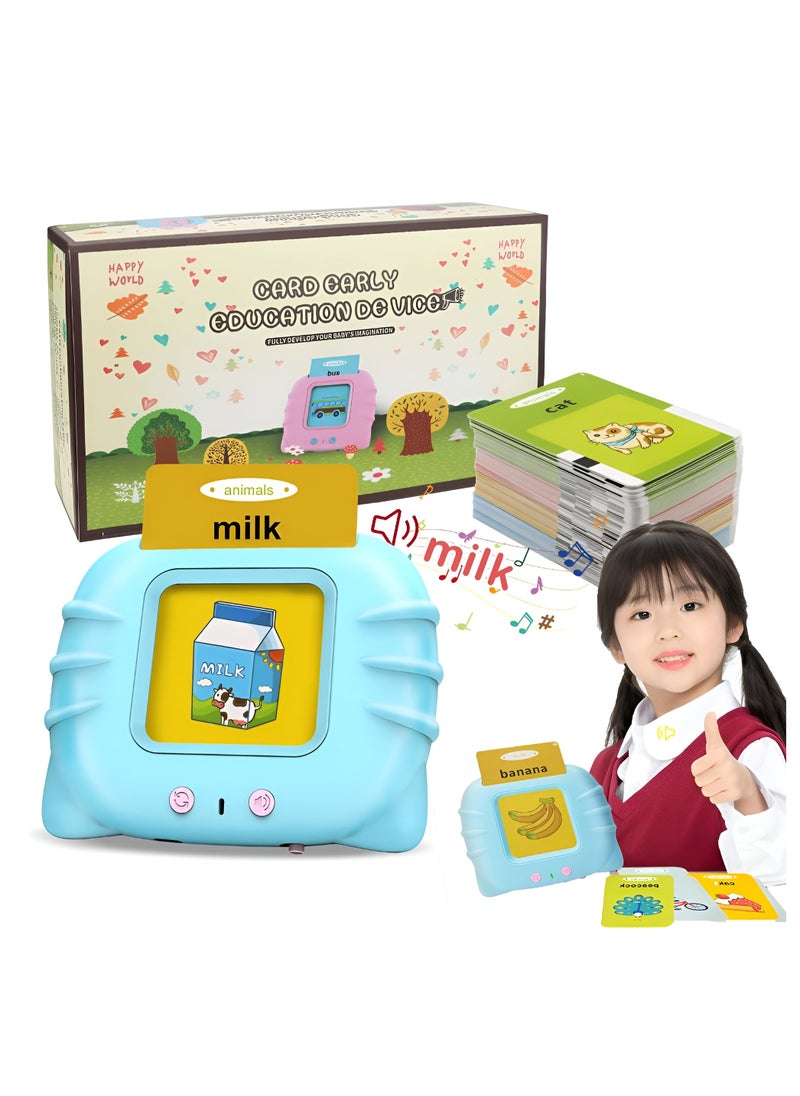 BORTONY Educational Toy for Kids Listen and Learn Literacy Audible Flash Cards for Toddlers 1 to 6 Years Old Boys Girls Flashcards Device with 112 pcs Double Sided Cards 224 Words Pink Reader  - Image 1