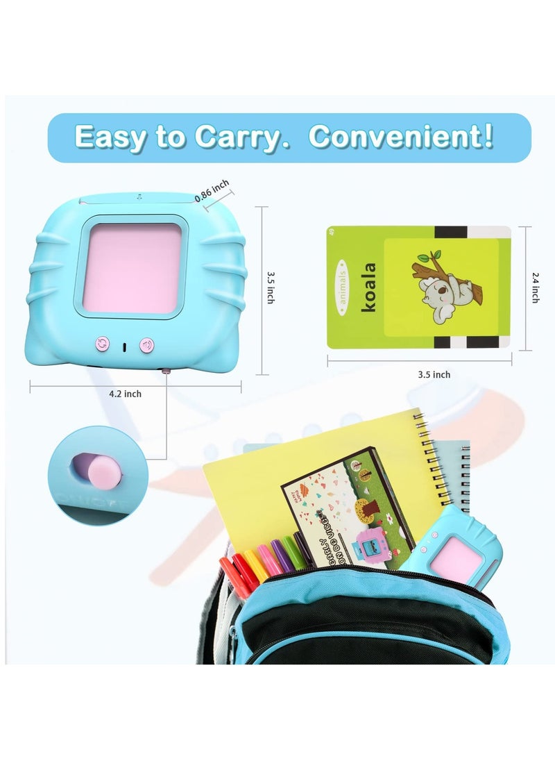 BORTONY Educational Toy for Kids Listen and Learn Literacy Audible Flash Cards for Toddlers 1 to 6 Years Old Boys Girls Flashcards Device with 112 pcs Double Sided Cards 224 Words Pink Reader  - Image 5