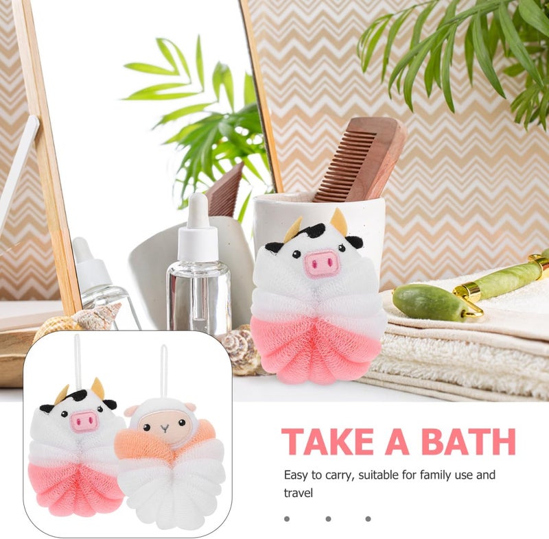 Baluue 2pcs Bath Loofahs for Kids Toddler Cartoon Shower Cute Bath Sponge Pouf Body Scrubbers Mesh Sponge for Children Boys Girls Washing Exfoliating - Image 4