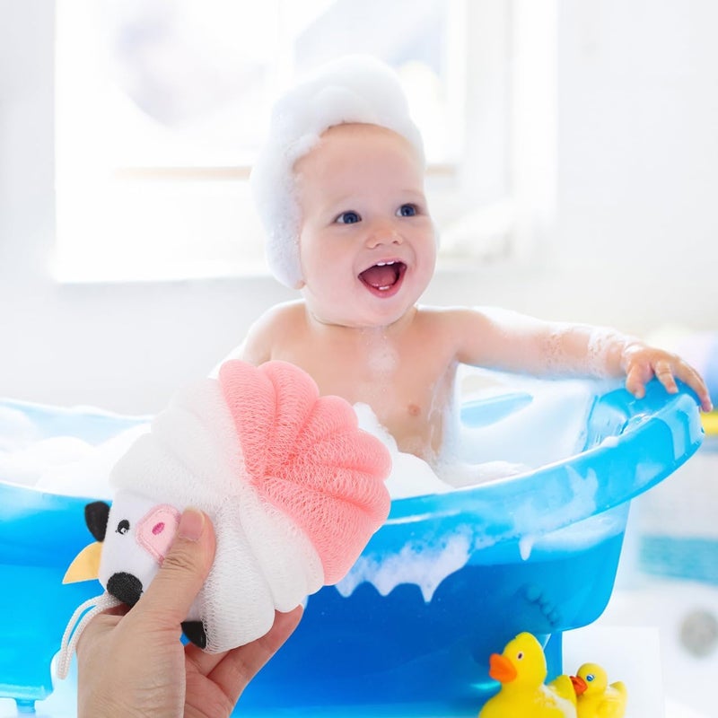 Baluue 2pcs Bath Loofahs for Kids Toddler Cartoon Shower Cute Bath Sponge Pouf Body Scrubbers Mesh Sponge for Children Boys Girls Washing Exfoliating - Image 5
