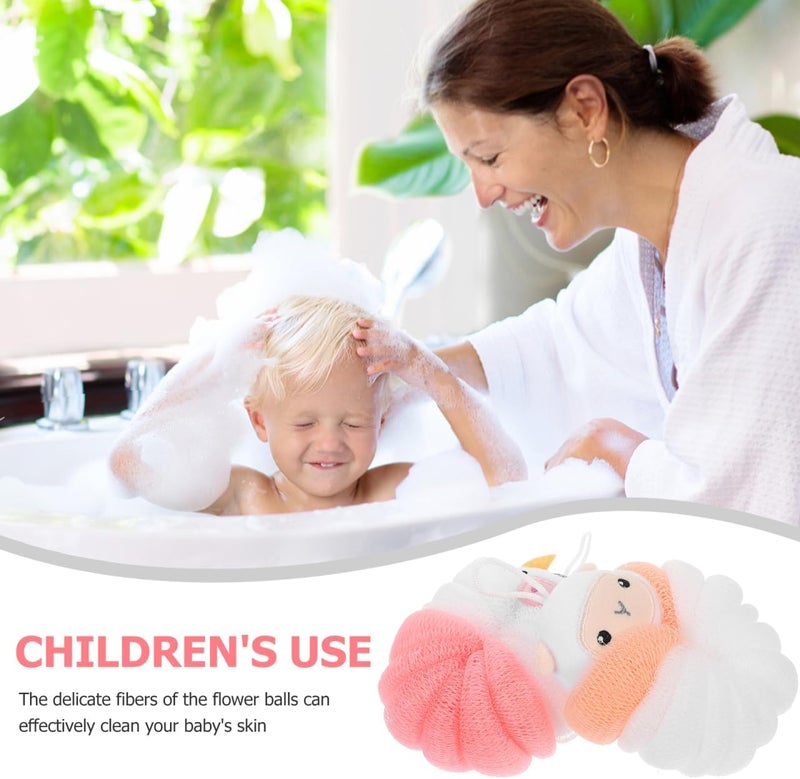 Baluue 2pcs Bath Loofahs for Kids Toddler Cartoon Shower Cute Bath Sponge Pouf Body Scrubbers Mesh Sponge for Children Boys Girls Washing Exfoliating - Image 3