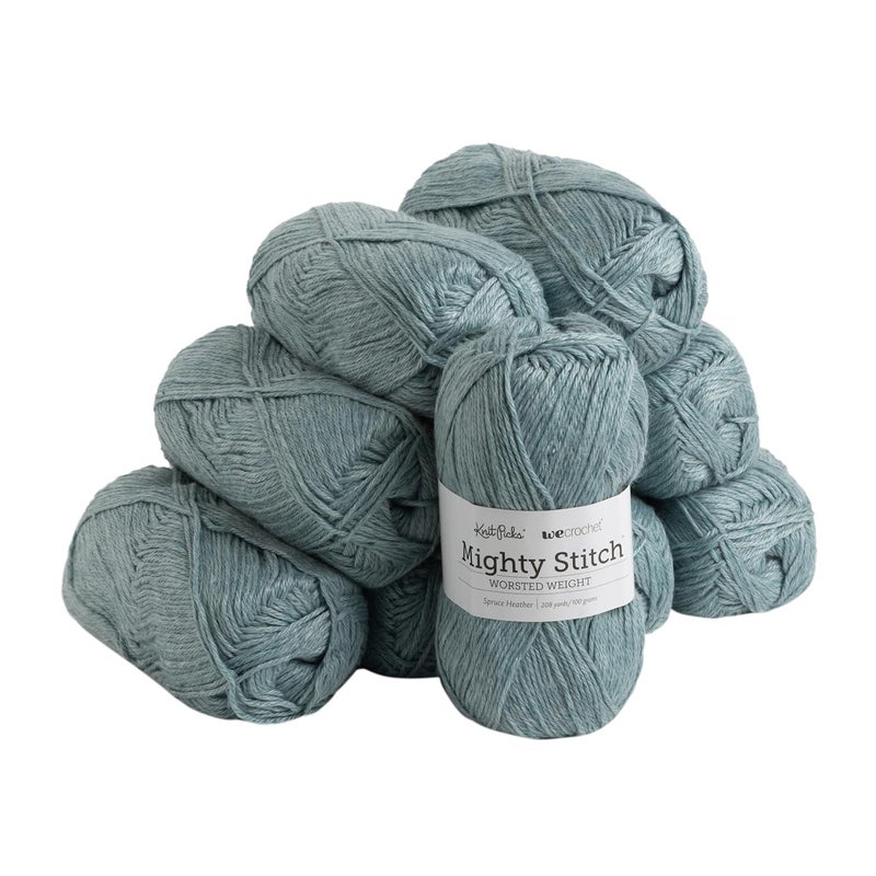 Knit Picks Mighty Stitch Acrylic and Superwash Wool Blend Worsted Weight Teal Yarn Pack 10 skeins of 100g Each 2080 Yards Total Spruce Heather