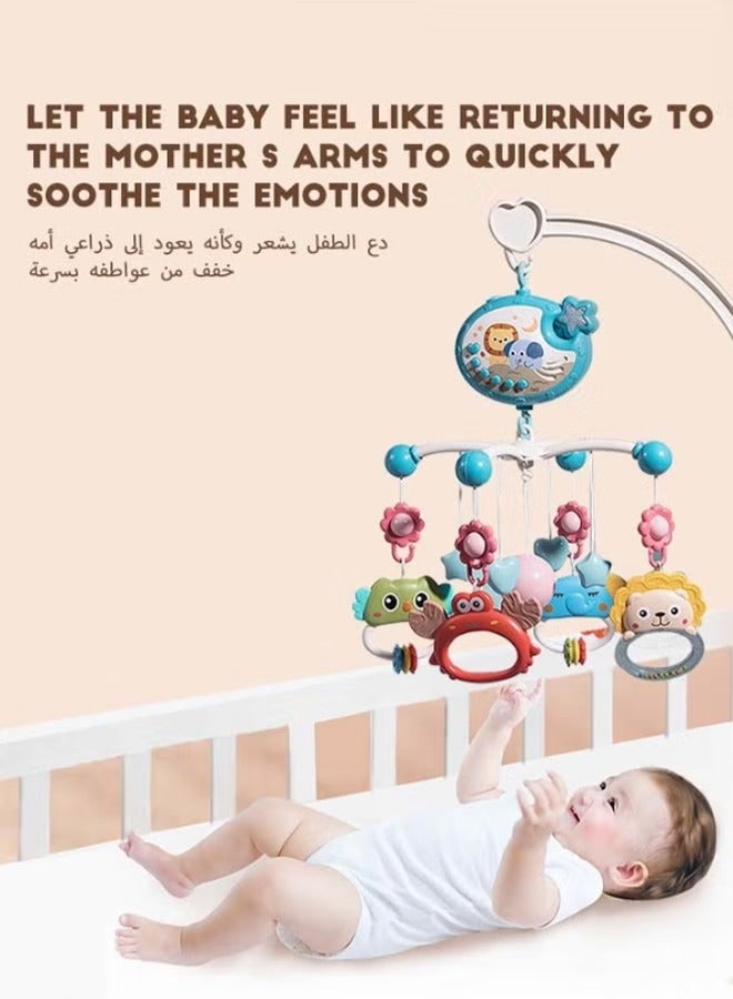 لعبة موبايل سرير الأطفال الموسيقية مع أضواء وموسيقى وم projector نجوم وجرس كرتوني 400 لحن لصندوق نوم المواليد الجدد - Image 5