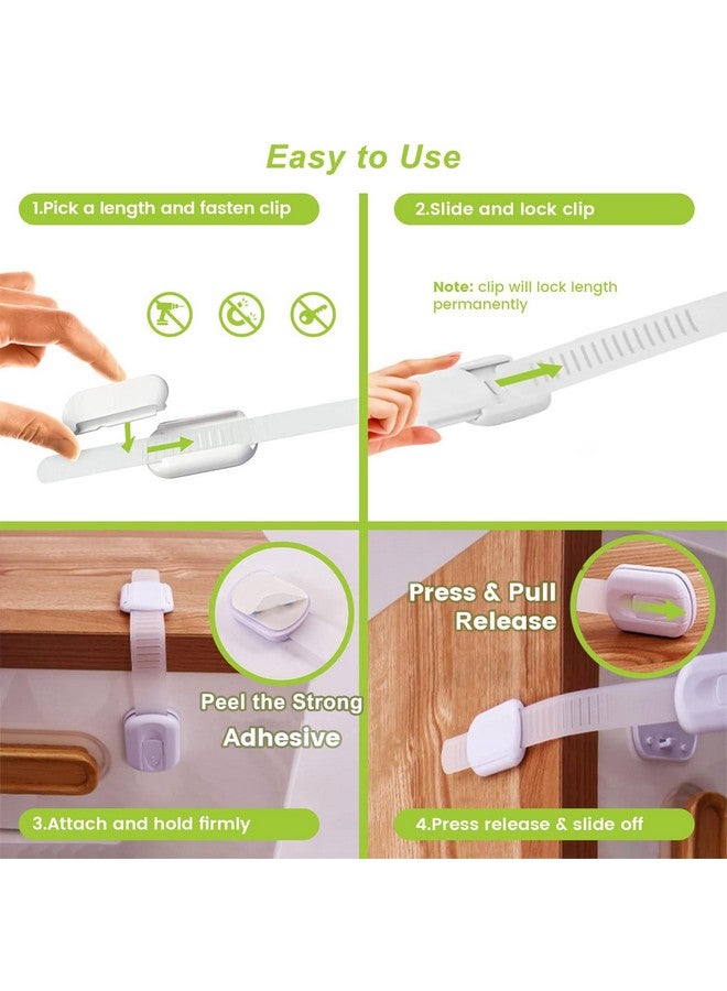 Matenf Child Proof Cabinet Locks (4 Packs), Baby Toddlers Locks for Drawers, Refrigerator Safety Latches for Kids Pets, Durable Safe ABS Material Strong Adhesive, No Drill Tool Needed Easy to Use - Image 3