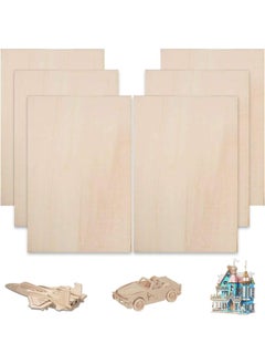 6pcs Balsa Wood Sheets 1.5mm Thin Wood Sheets Unfinished Unpainted Basswood Birch Plywood Sheets for Wood Signs Mini House Airplane Ship Boat DIY Model