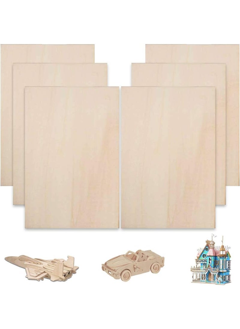 BPA - 6pcs Balsa Wood Sheets 1.5mm Thin Wood Sheets Unfinished Unpainted Basswood Birch Plywood Sheets for Wood Signs Mini House Airplane Ship Boat DIY Model - Image 1