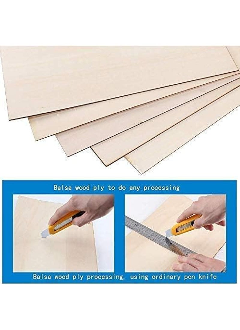BPA - 6pcs Balsa Wood Sheets 1.5mm Thin Wood Sheets Unfinished Unpainted Basswood Birch Plywood Sheets for Wood Signs Mini House Airplane Ship Boat DIY Model - Image 1