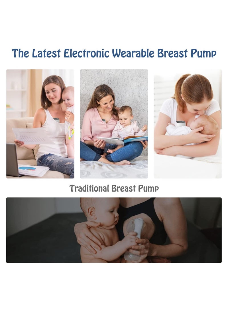 Wearable Electric Breast Pump, Hands Free Invisible Electric Low Noise Breast Pump with 3 Modes 9 Levels Suction LED Touchscreen Display, Gifts for Moms Breastfeeding, 24MM Flange/ White - Image 2