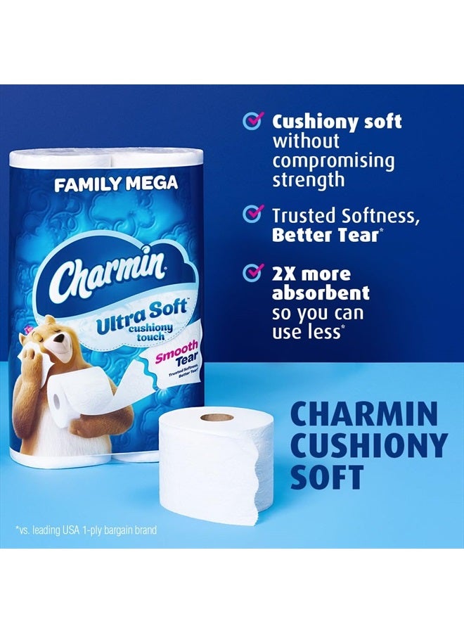 Charmin Ultra Soft Cushiony Touch Toilet Paper, 24 Family Mega Rolls = 123 Regular Rolls - Image 2