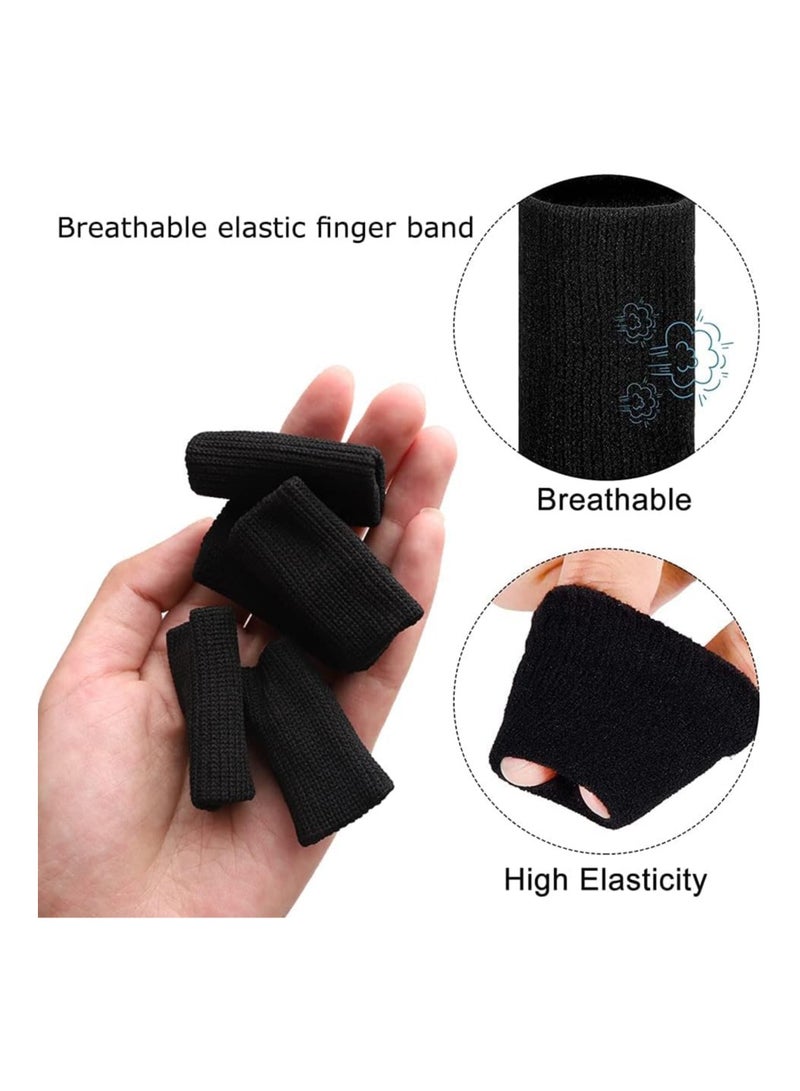 Bukela Finger Sleeves, 20 PCS Finger Sleeves Protectors, Sport Finger Sleeves Thumb Brace Support Finger Brace Elastic Thumb Sleeves for Relieving Pain Arthritis Trigger Finger(Black+Skin tone)  - Image 3