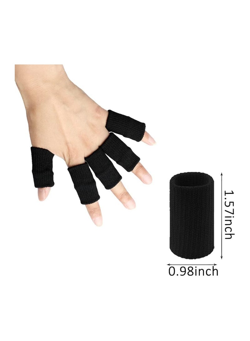 Bukela Finger Sleeves, 20 PCS Finger Sleeves Protectors, Sport Finger Sleeves Thumb Brace Support Finger Brace Elastic Thumb Sleeves for Relieving Pain Arthritis Trigger Finger(Black+Skin tone)  - Image 2