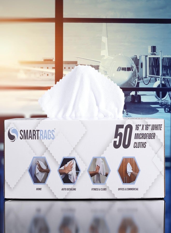 Arkwright, LLC Arkwright Smart Rags in Box - (Pack of 50) Lint Free, Large Microfiber Cleaning Cloth, Scratch & Streak-Free, Dispensable Wash Towels for Cars, Kitchen, and Window Glass, White - Image 4