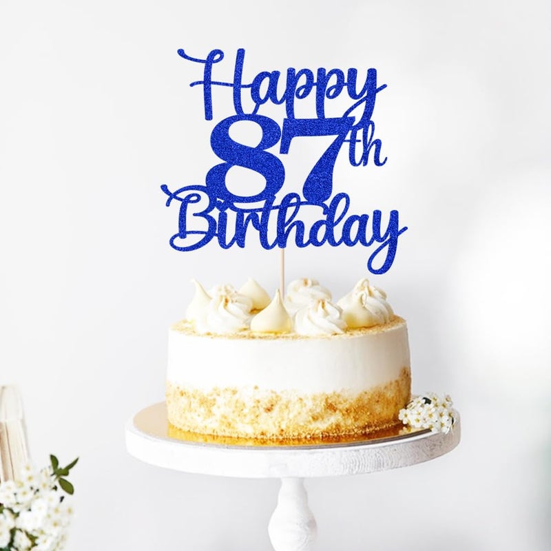 Kaoenla Happy 87th Birthday Cake Topper Hello 87 Cheers to 87 Years 87th Anniversary /87 years old birthday Party Decoration (87th  blue) - Image 5