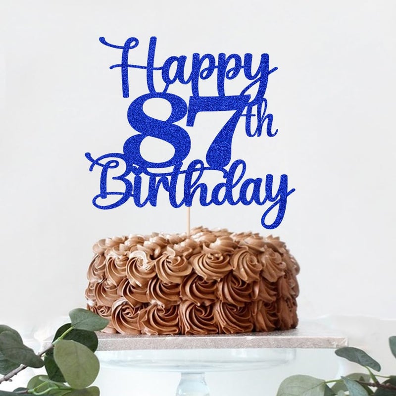 Kaoenla Happy 87th Birthday Cake Topper Hello 87 Cheers to 87 Years 87th Anniversary /87 years old birthday Party Decoration (87th  blue) - Image 4